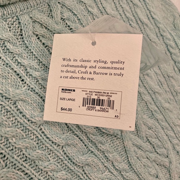 NWT Mint Heather 100% Cotton Cable Fold-over - Picture 3 of 6